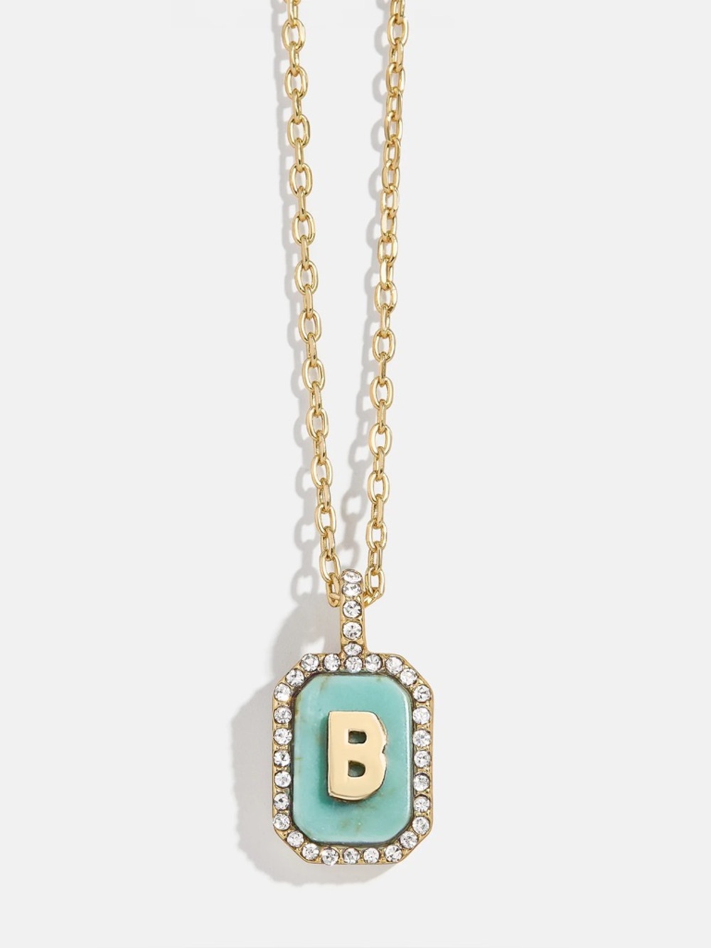 Baublebar “B” Gold & Turquoise Initial Necklace